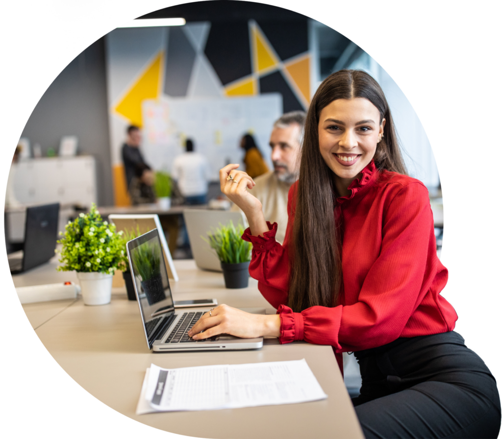 Young Asian Woman Suit Sitting Desk Office Using Smartphone 1 (3)